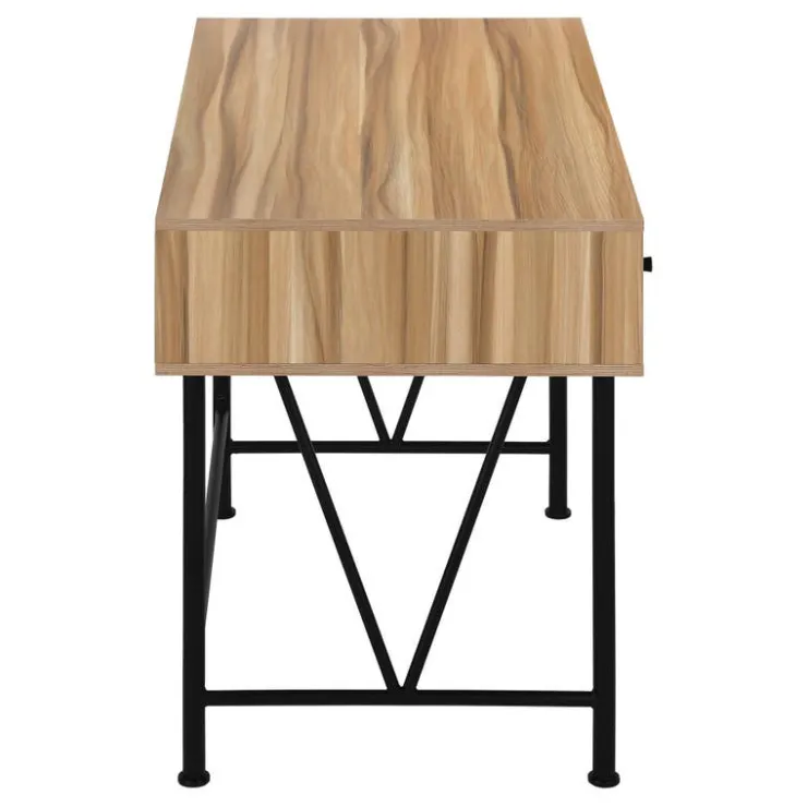 Monarch Computer desk - 3 storage drawer / metal legs v-shape design - 42"l - light r - Brown Online