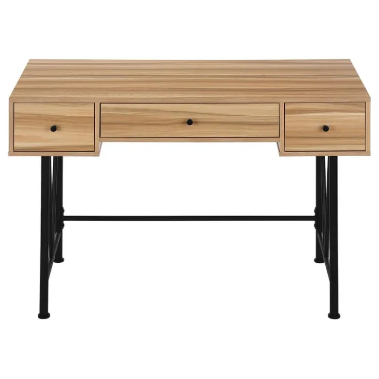 Monarch Computer desk - 3 storage drawer / metal legs v-shape design - 42"l - light r - Brown Online
