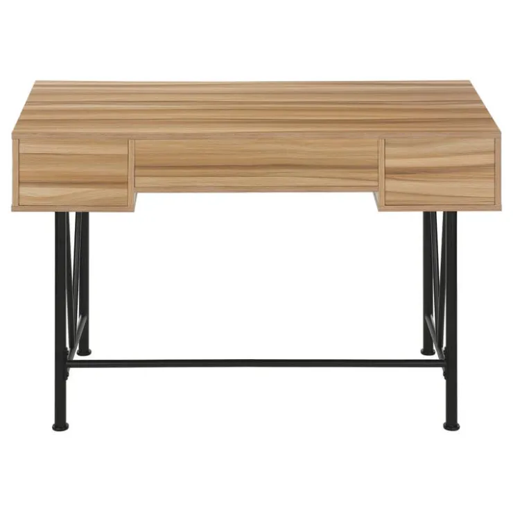 Monarch Computer desk - 3 storage drawer / metal legs v-shape design - 42"l - light r - Brown Online