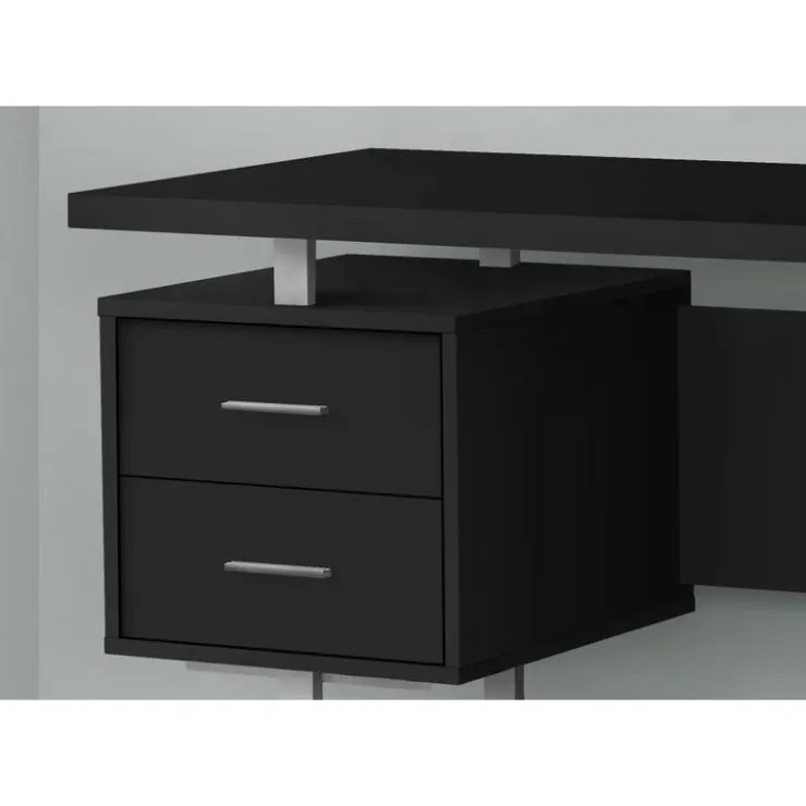 Monarch Computer desk - 3 storage drawers / reversible / floating desktop - 60"l - bl - Black Outlet
