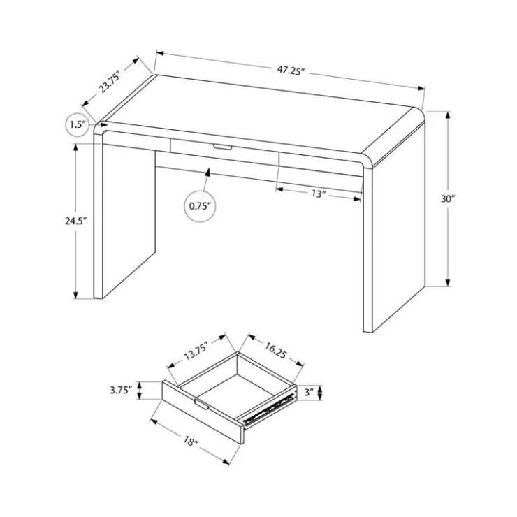 Monarch Computer desk - 1 storage drawer - 48"l - glossy - White Sale