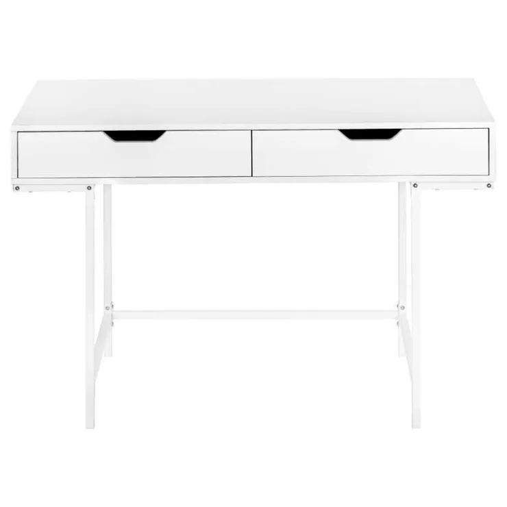 Monarch Computer desk - 2 storage drawers / recessed metal legs - 48"l - / whit - White Outlet