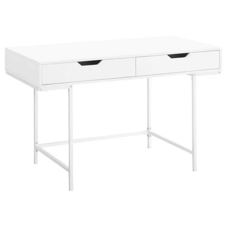 Monarch Computer desk - 2 storage drawers / recessed metal legs - 48"l - / whit - White Outlet