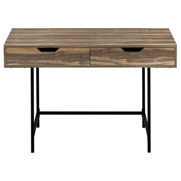 Monarch Computer desk - 2 storage drawers / recessed metal legs - 48"l - reclai - Brown Hot