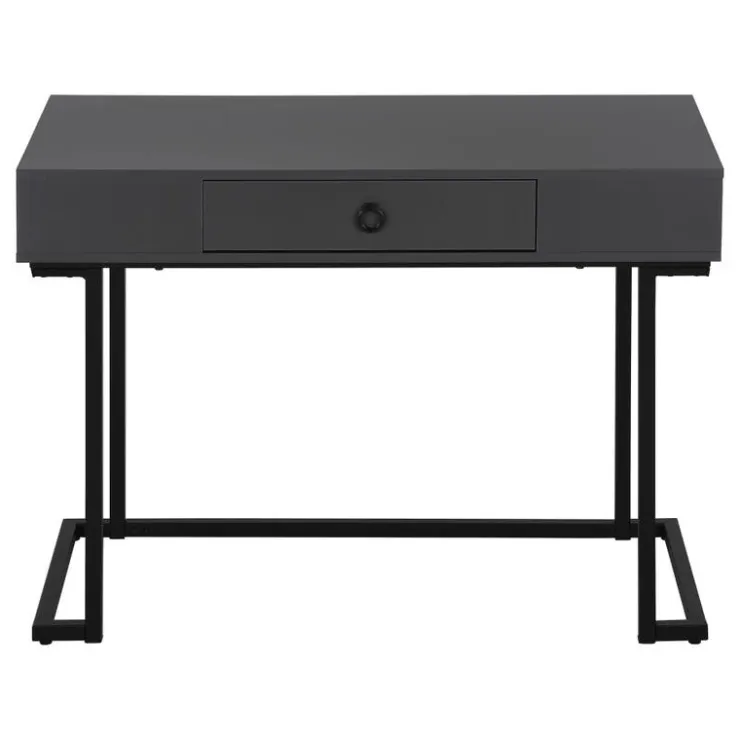 Monarch Computer desk - 1 storage drawer / metal base - 42"l - modern / black - Grey