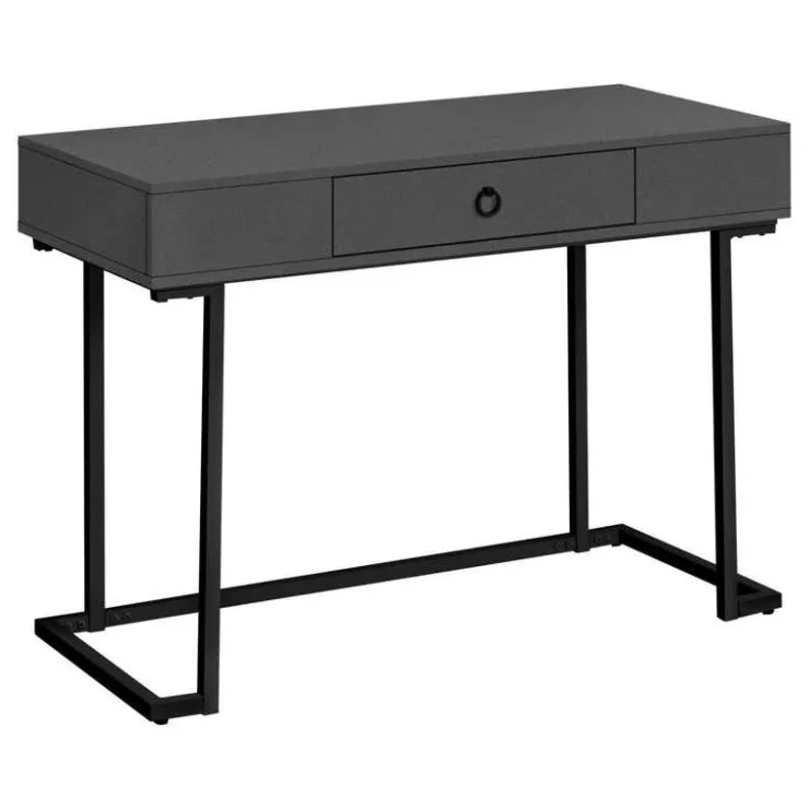Monarch Computer desk - 1 storage drawer / metal base - 42"l - modern / black - Grey