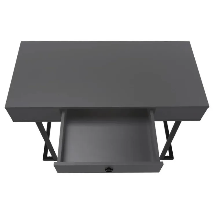 Monarch Computer desk - 1 storage drawer / metal base - 42"l - modern / black - Grey