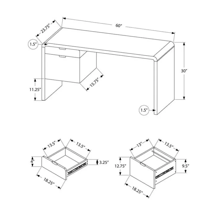 Monarch Computer desk - 2 storage drawers / left or right setup - 60"l - glossy - White Sale