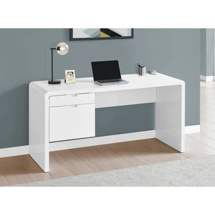 Monarch Computer desk - 2 storage drawers / left or right setup - 60"l - glossy - White Sale