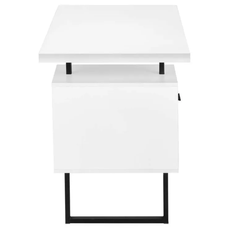 Monarch Computer desk - 3 storage drawers / reversible / floating desktop - 60"l - wh - White Sale