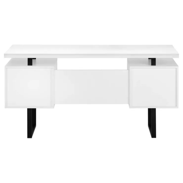 Monarch Computer desk - 3 storage drawers / reversible / floating desktop - 60"l - wh - White Sale