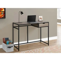 Monarch Computer desk - 1 storage drawer / metal frame - 42"l - wood-look - Dark Taupe Online