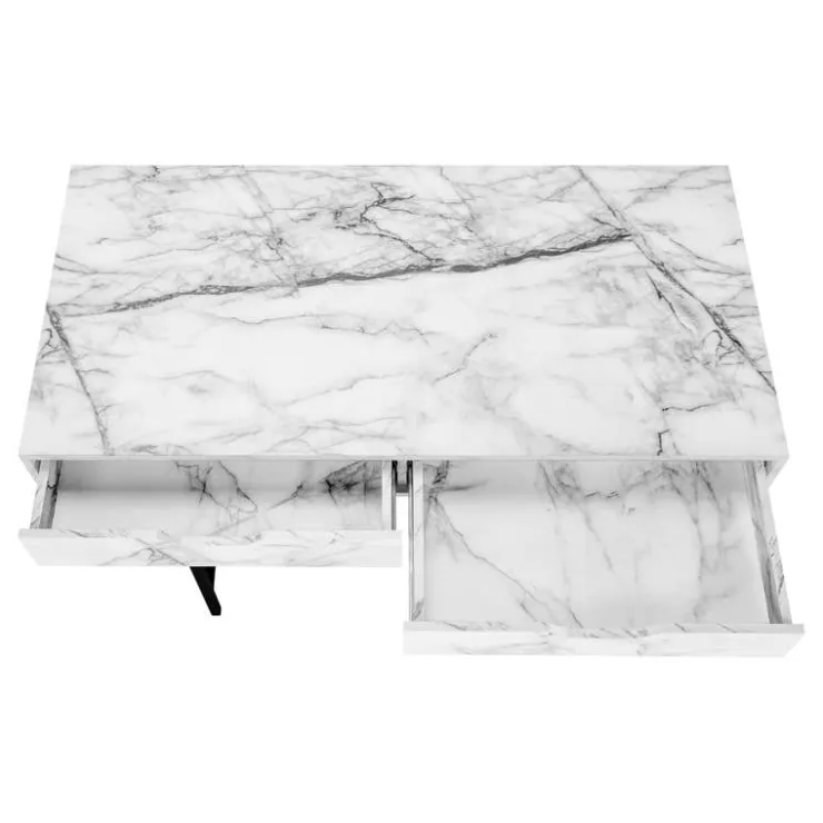 Monarch Computer desk - 2 storage drawers / recessed metal legs - 48"l - marble - White Online