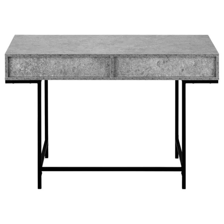 Monarch Computer desk - 2 storage drawers / recessed metal legs - 48"l - stone-l - Grey Online