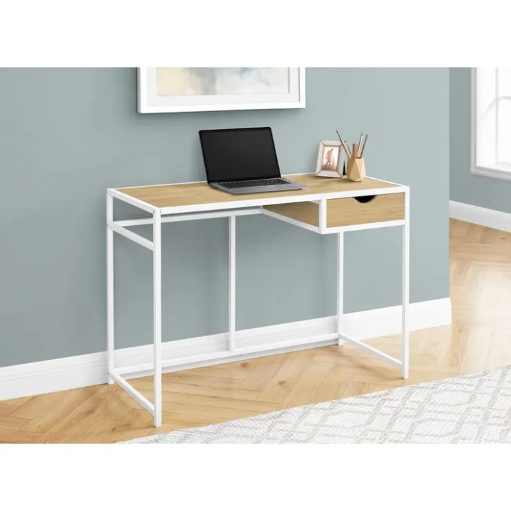 Monarch Computer desk - 1 storage drawer / metal frame - 42"l - wood-look / w - Natural Hot