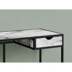 Monarch Computer desk - 1 storage drawer / metal frame - 42"l - marble-look / b - White New