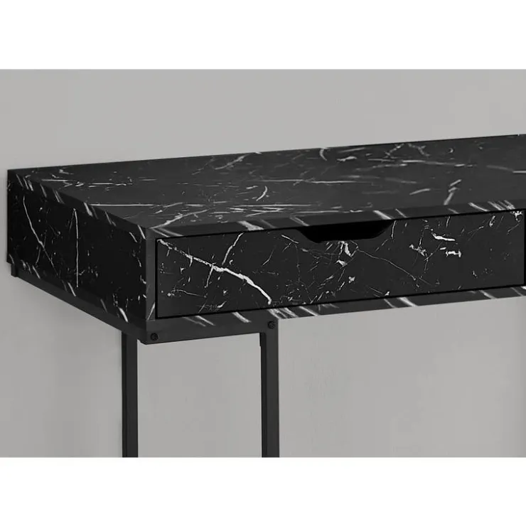 Monarch Computer desk - 2 storage drawers / recessed metal legs - 48"l - marble - Black