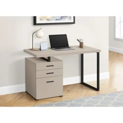Monarch Computer desk - 3 storage drawers / left or right setup / floating desktop - - Taupe Discount