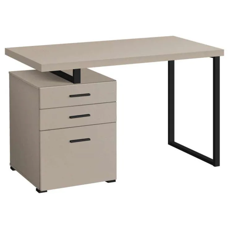 Monarch Computer desk - 3 storage drawers / left or right setup / floating desktop - - Taupe Discount