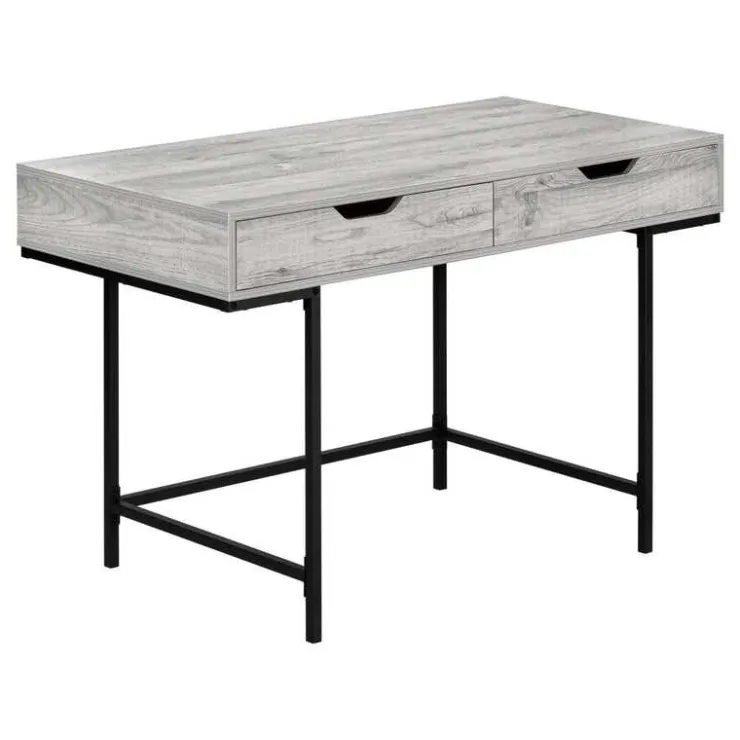 Monarch Computer desk - 2 storage drawers / recessed metal legs - 48"l - wood-lo - Grey Outlet