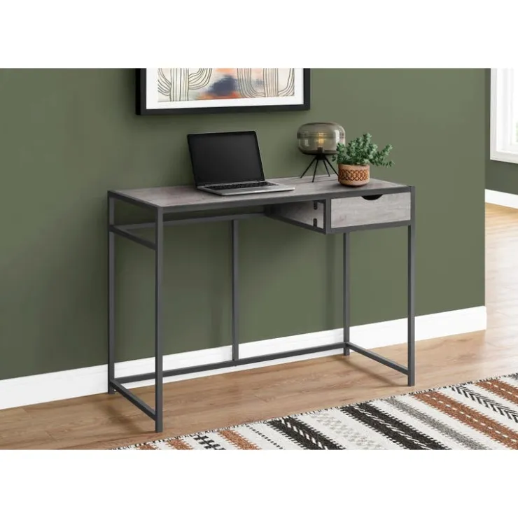 Monarch Computer desk - 1 storage drawer / metal frame - 42"l - wood-look / dark - Grey Best