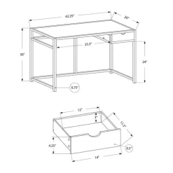 Monarch Computer desk - 1 storage drawer / metal frame - 42"l - marble-look / b - Black Best
