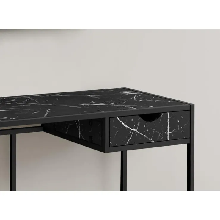 Monarch Computer desk - 1 storage drawer / metal frame - 42"l - marble-look / b - Black Best