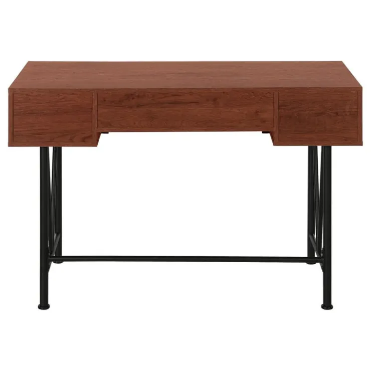 Monarch Computer desk - 3 storage drawer / metal legs v-shape design - 42"l - - Cherry Outlet