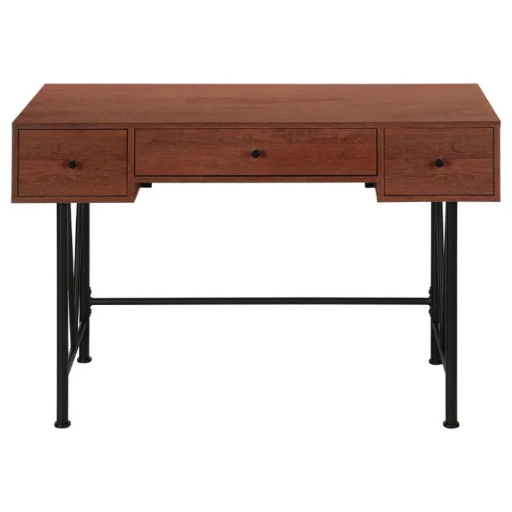 Monarch Computer desk - 3 storage drawer / metal legs v-shape design - 42"l - - Cherry Outlet