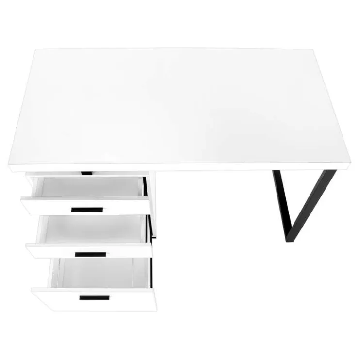 Monarch Computer desk - 3 storage drawers / left or right setup / floating desktop - - White