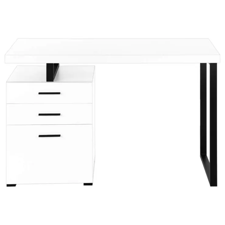Monarch Computer desk - 3 storage drawers / left or right setup / floating desktop - - White