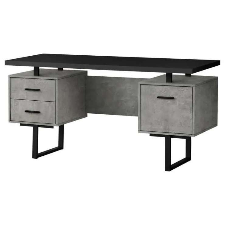 Monarch Computer desk - 3 storage drawers / reversible / floating desktop - 60"l - bl - Black Outlet