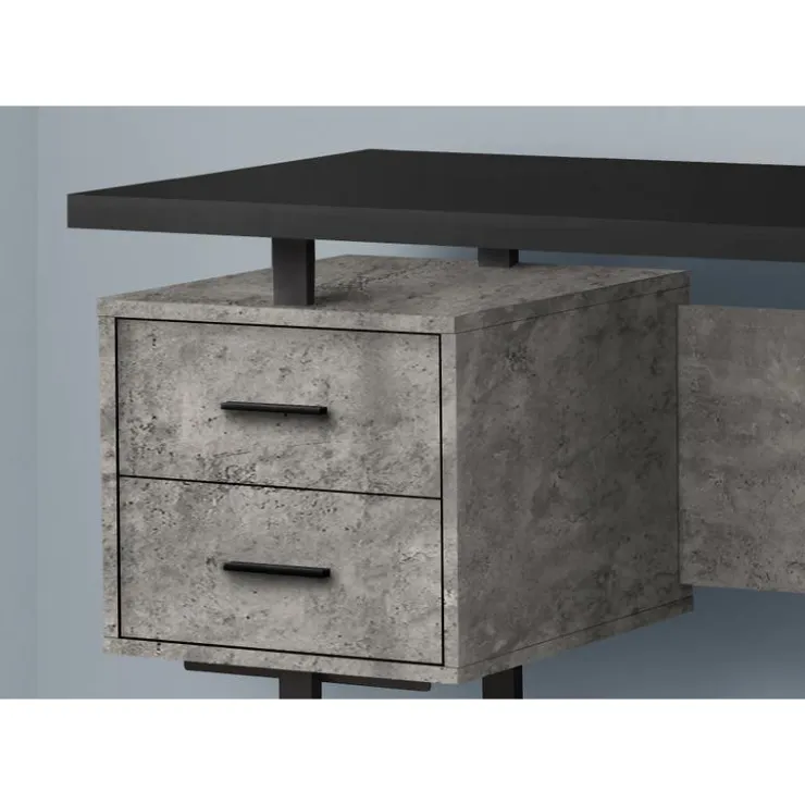 Monarch Computer desk - 3 storage drawers / reversible / floating desktop - 60"l - bl - Black Outlet