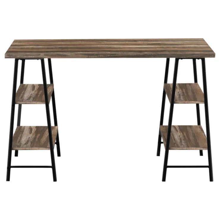 Monarch Computer desk - 3 tiers / 4 open shelves / sawhorse style - 48"l - recl - Brown Outlet