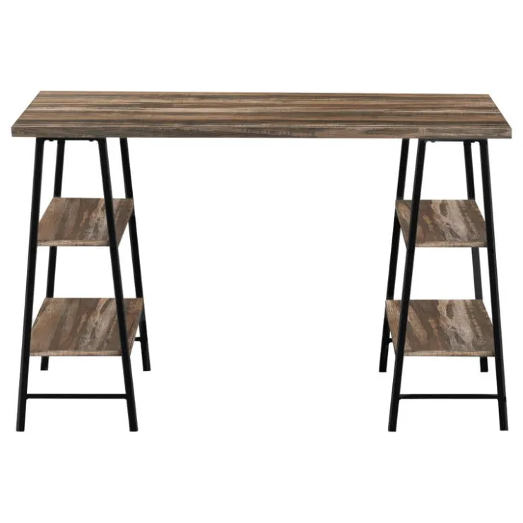 Monarch Computer desk - 3 tiers / 4 open shelves / sawhorse style - 48"l - recl - Brown Outlet