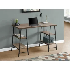 Monarch Computer desk - 3 tiers / 4 open shelves / sawhorse style - 48"l - Dark Taupe Online