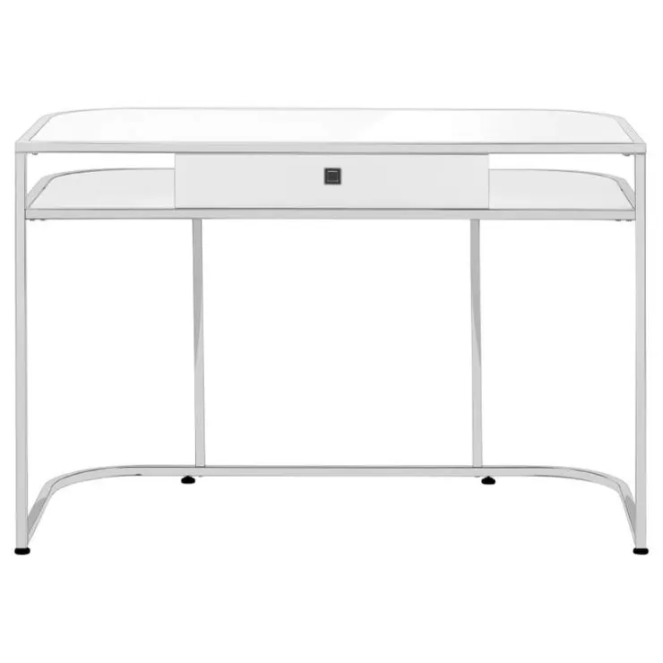 Monarch Computer desk - 2 tiers / 1 storage drawer / 2 open shelves / contemporary st - White Discount