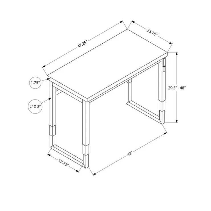 Monarch Computer desk - adjustable height / standing desk / thick table top - 48"l x - Walnut Online