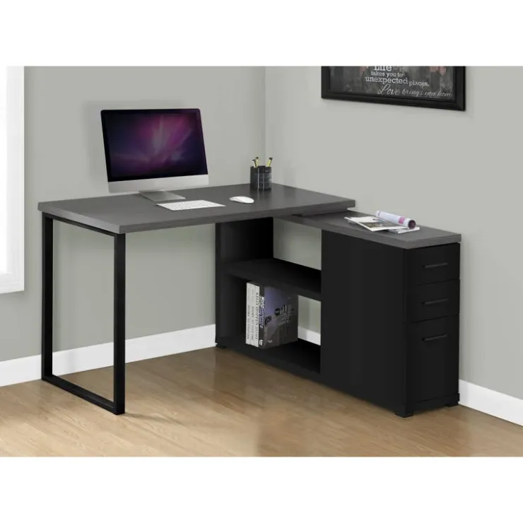 Monarch Computer desk - / grey top left/right facing corner - Black Best
