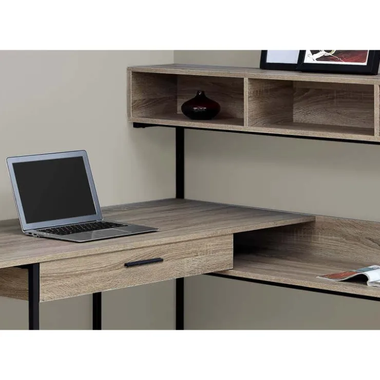 Monarch Computer desk - dark / black metal corner - Taupe Online