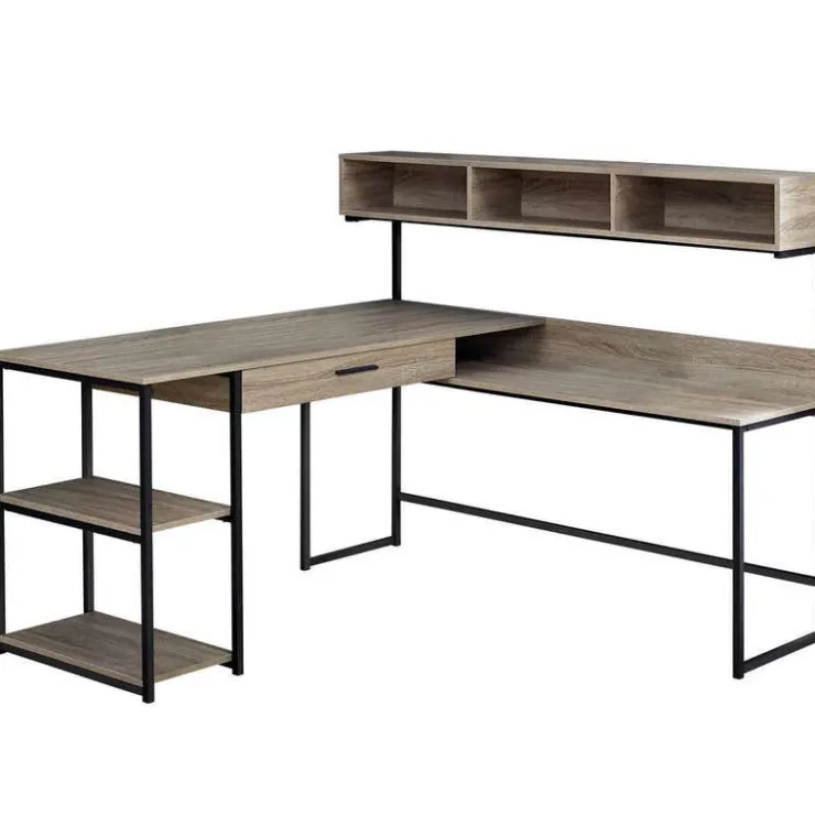 Monarch Computer desk - dark / black metal corner - Taupe Online