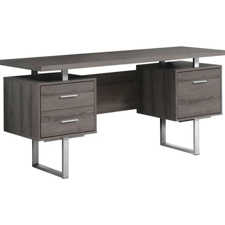 Monarch Computer desk / and silver metal - Dark Taupe Hot