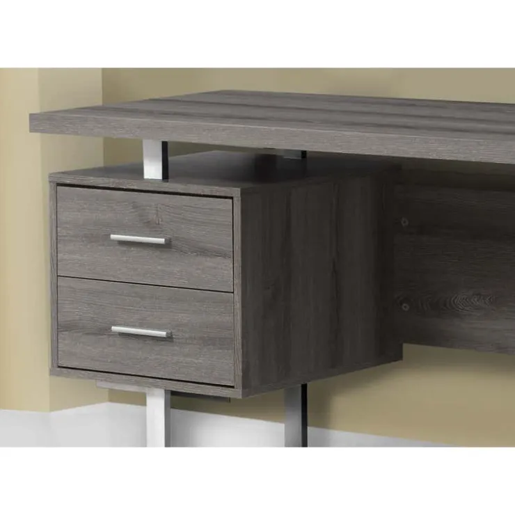 Monarch Computer desk / and silver metal - Dark Taupe Hot