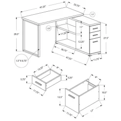 Monarch Computer desk - left or right facing corner - Dark Taupe