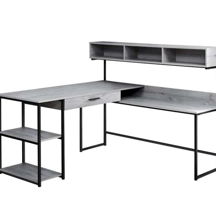 Monarch Computer desk - / black metal corner - Grey