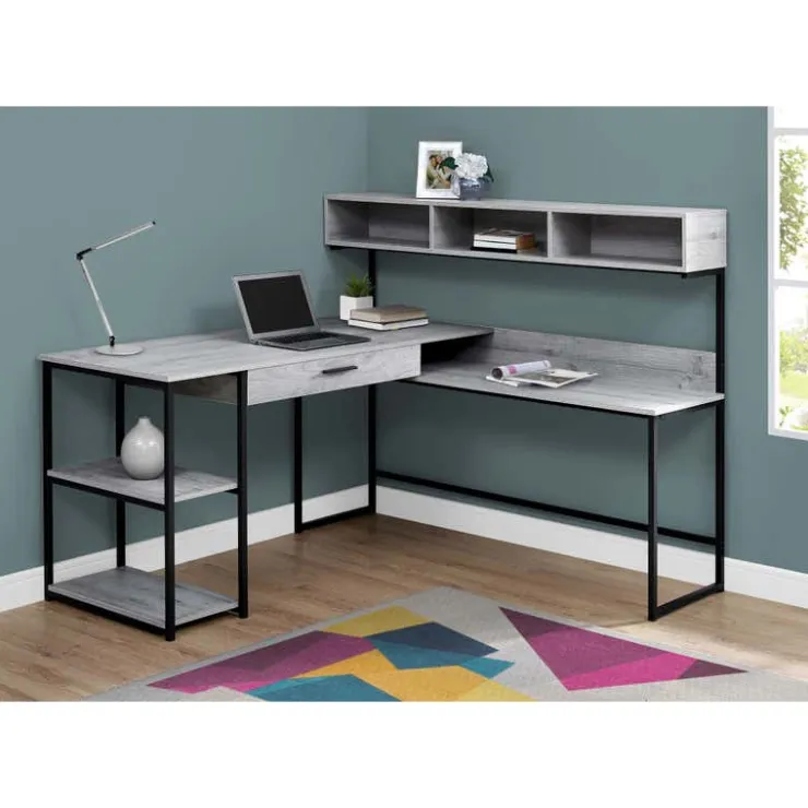 Monarch Computer desk - / black metal corner - Grey