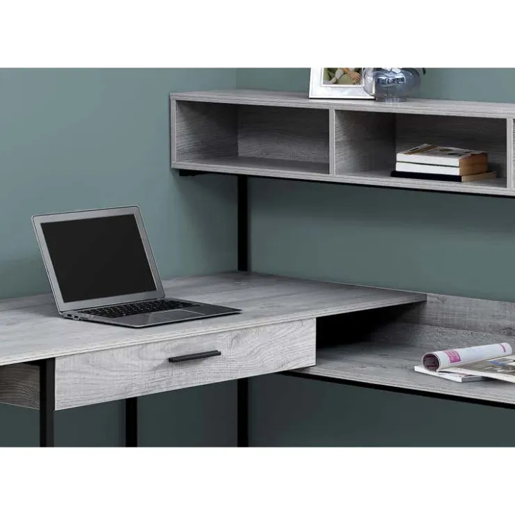 Monarch Computer desk - / black metal corner - Grey