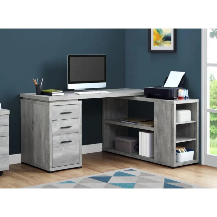 Monarch Computer desk - reclaimed wood l/r facing corner - Grey Discount