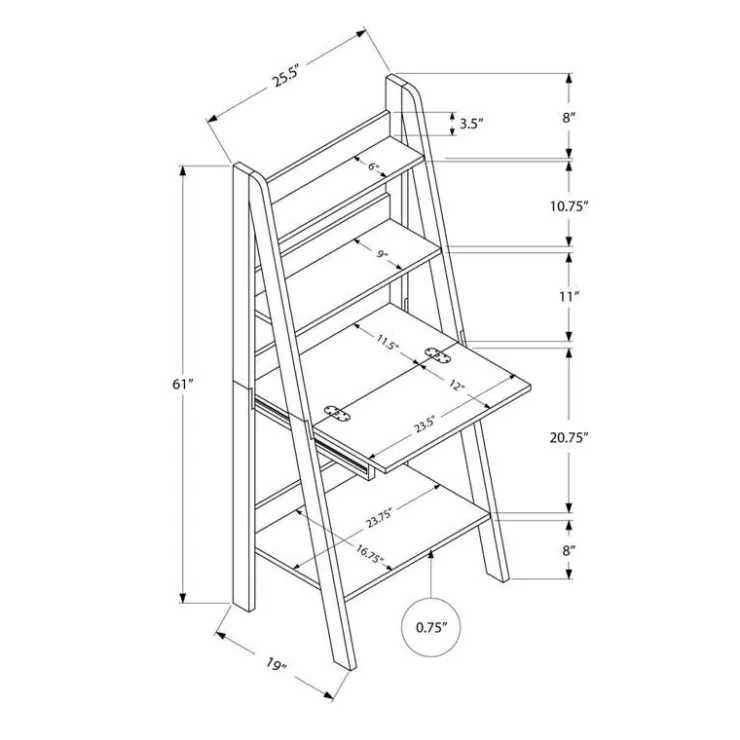 Monarch Computer desk - 61"h / ladder style - Dark Taupe Online