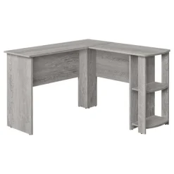 Monarch Computer desk - industrial l-shaped corner/2 shelves - Grey Online